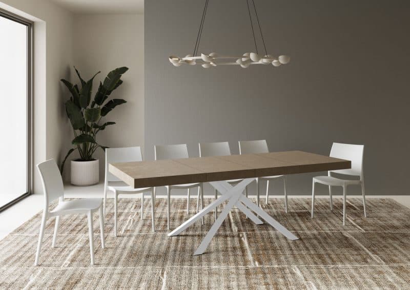 Tavolo allungabile gambe incrociate Karida 160x90 telaio bianco - immagine 35