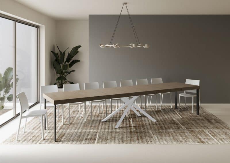 Tavolo allungabile gambe incrociate Karida 160x90 telaio bianco - immagine 36