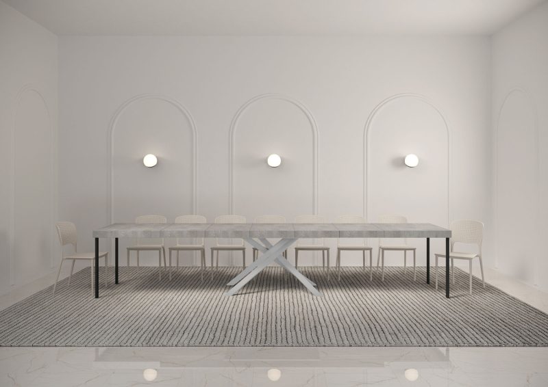 Tavolo allungabile gambe incrociate Karida 160x90 telaio bianco - immagine 6