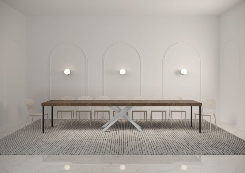 Tavolo allungabile gambe incrociate Karida 160x90 telaio bianco - immagine 18