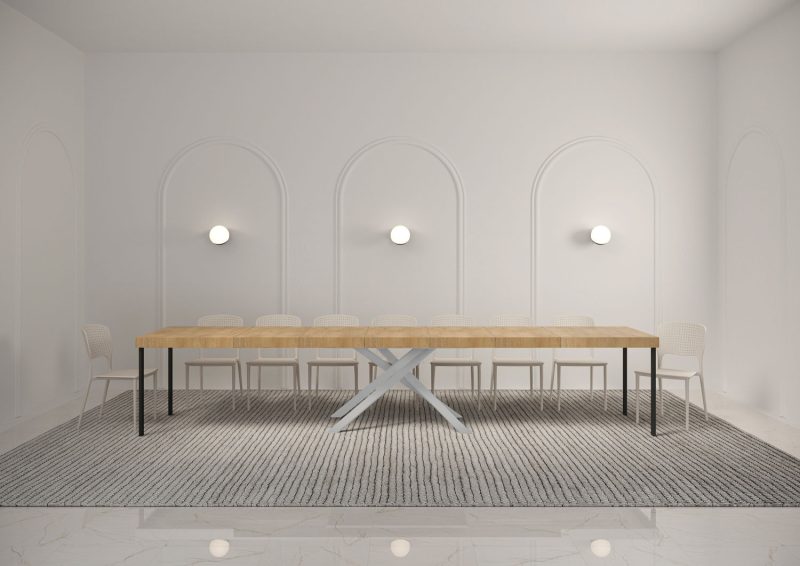 Tavolo allungabile gambe incrociate Karida 160x90 telaio bianco - immagine 12