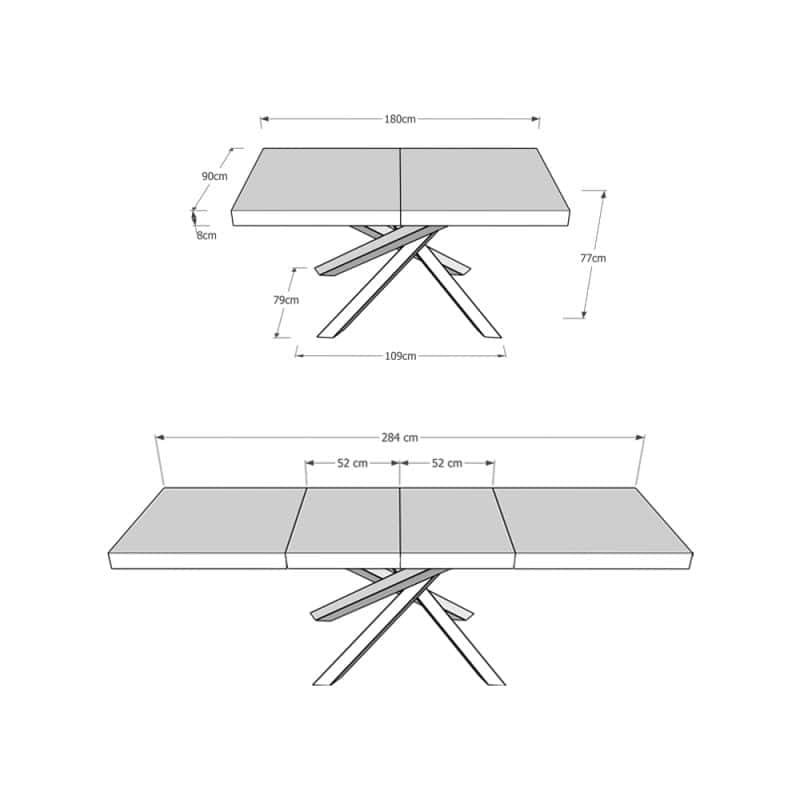 Tavolo allungabile gambe incrociate Volantis Multicolor 4B Premium 180x90 (allunghe con bordo) - immagine 18