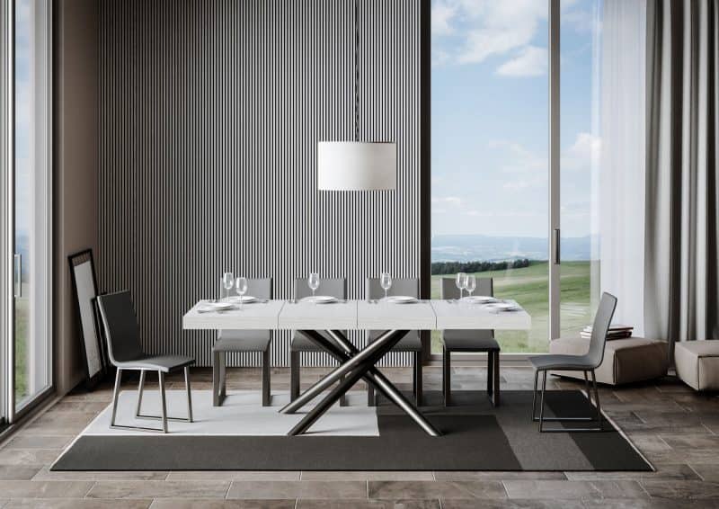 Tavolo allungabile gambe incrociate Famas Premium 140x90 (allunghe con bordo) - immagine 15