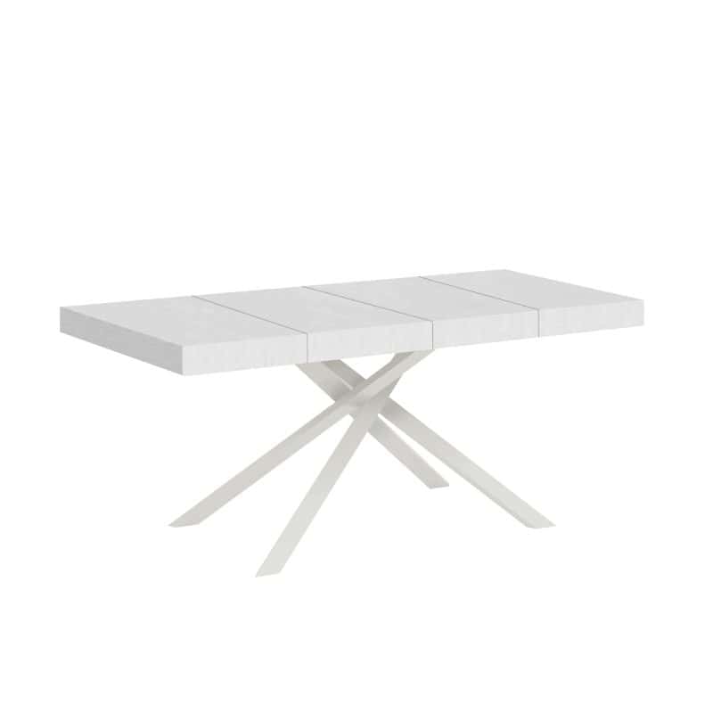 tavolo karida premium 120 telaio bianco bianco frassino 2 allunghe sfondo bianco
