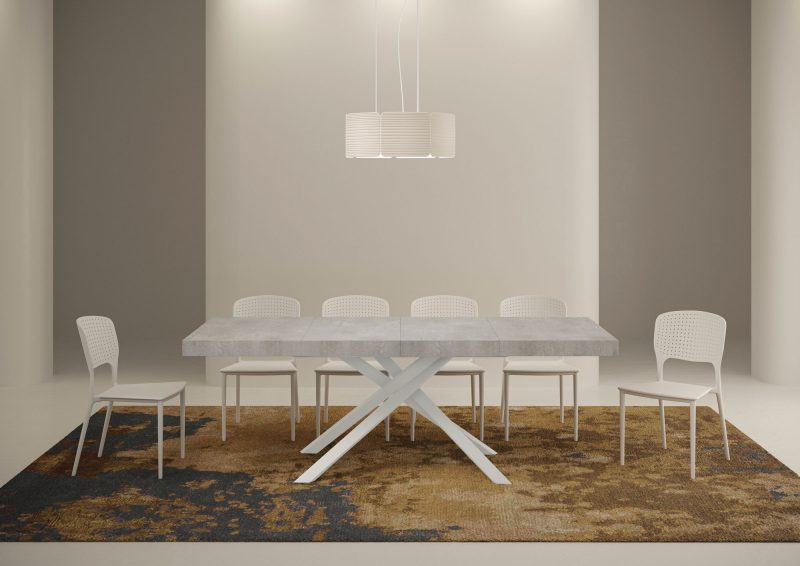 tavolo karida premium 120 telaio bianco cemento aperto bassa