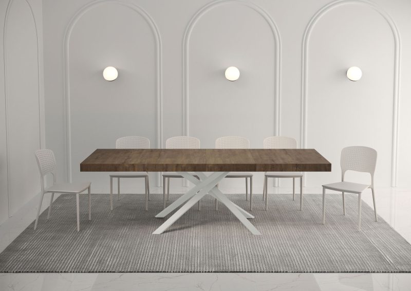 Tavolo allungabile gambe incrociate Karida 160x90 telaio bianco - immagine 17
