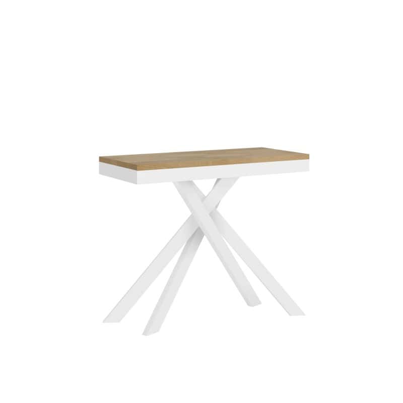 Tavolo Consolle allungabile gambe incrociate bianche Krack Evolution 90x40