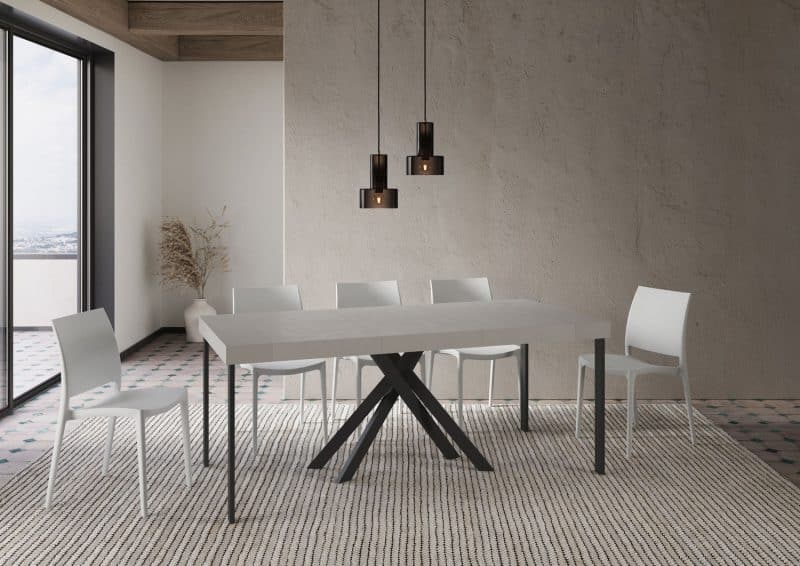 Tavolo Consolle allungabile gambe incrociate antracite Krack 90x40 - immagine 27