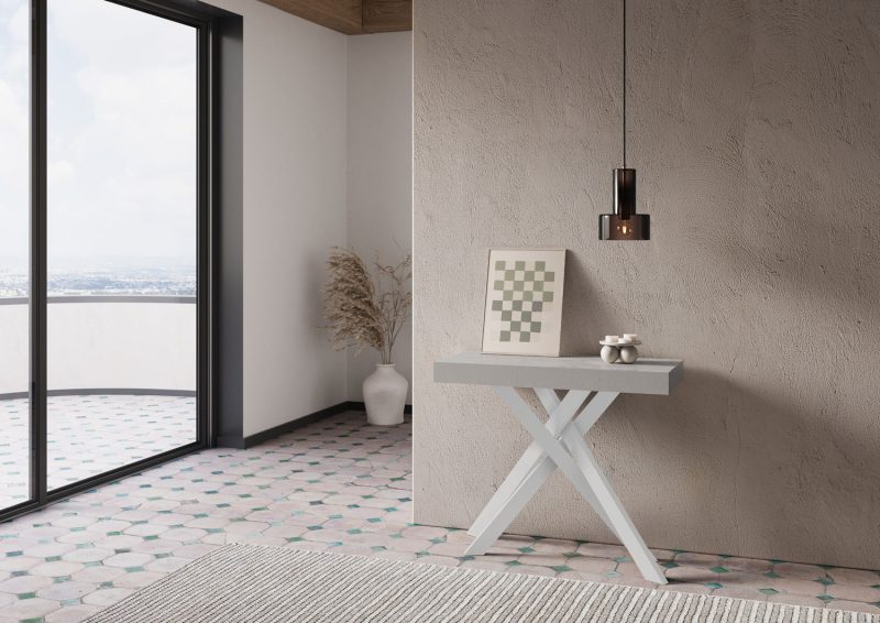 Tavolo Consolle allungabile gambe incrociate bianche Krack 90x40 - immagine 3