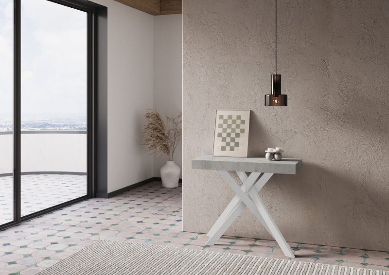 Tavolo Consolle allungabile gambe incrociate bianche Krack 90x40 - immagine 23