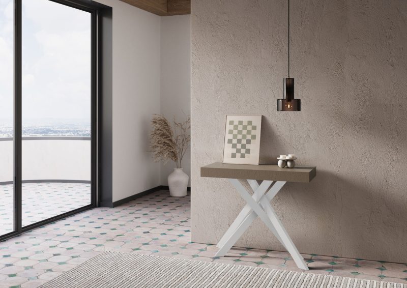 Tavolo Consolle allungabile gambe incrociate bianche Krack 90x40 - immagine 11
