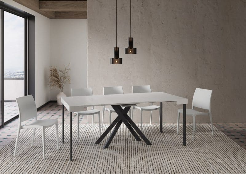Tavolo Consolle allungabile gambe incrociate antracite Krack 90x40 - immagine 20