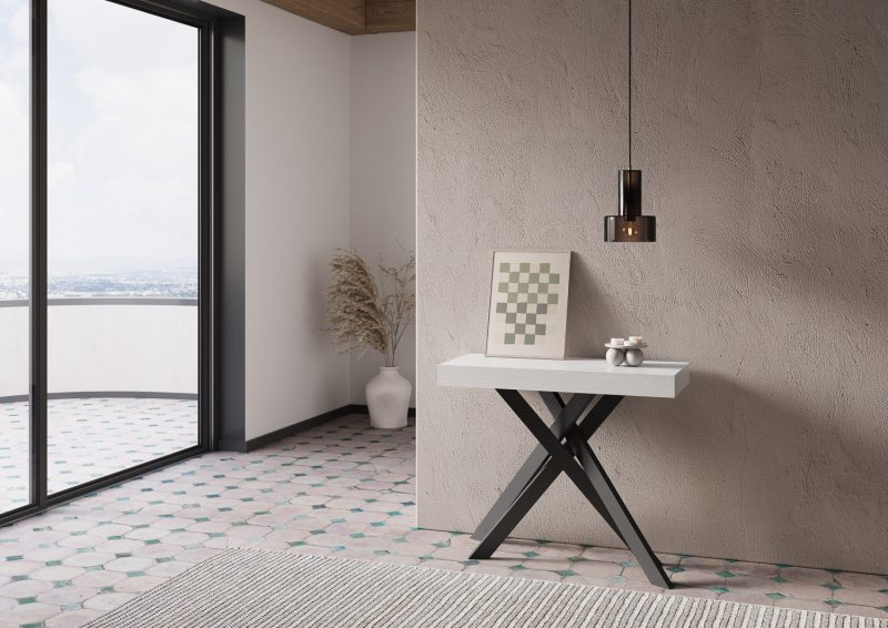 Tavolo Consolle allungabile gambe incrociate antracite Krack 90x40 - immagine 19