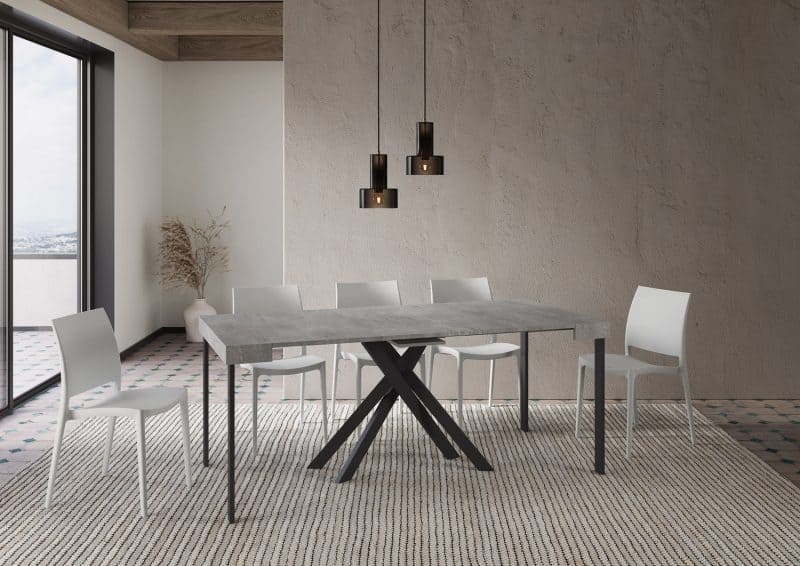 Tavolo Consolle allungabile gambe incrociate antracite Krack 90x40 - immagine 8