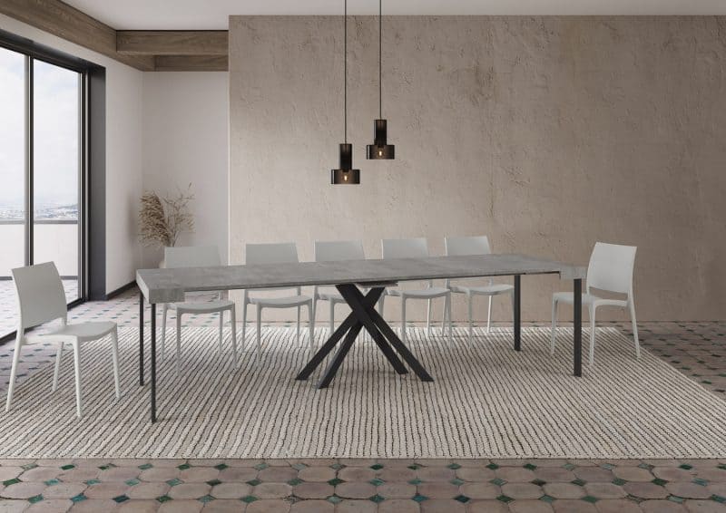 Tavolo Consolle allungabile gambe incrociate antracite Krack 90x40 - immagine 9