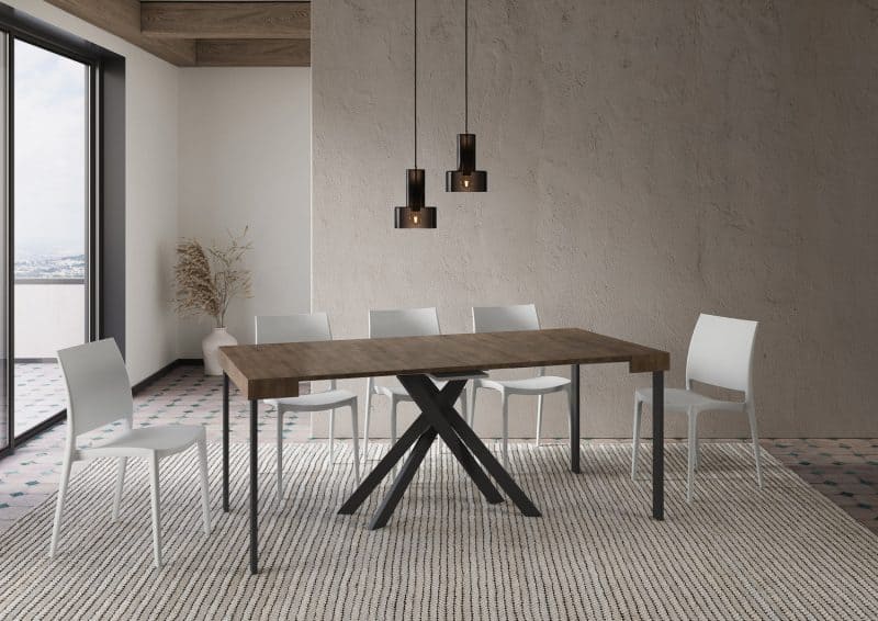 Tavolo Consolle allungabile gambe incrociate antracite Krack 90x40 - immagine 23