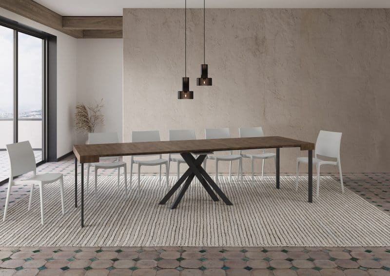 Tavolo Consolle allungabile gambe incrociate antracite Krack 90x40 - immagine 24