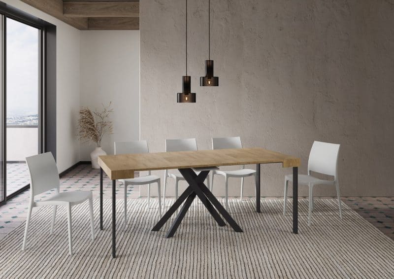 Tavolo Consolle allungabile gambe incrociate antracite Krack 90x40 - immagine 4