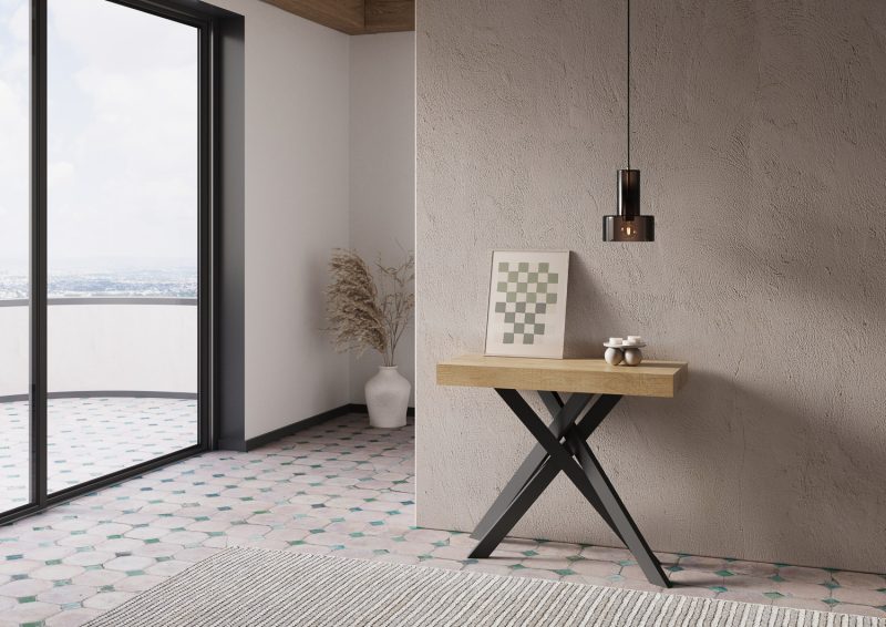 Tavolo Consolle allungabile gambe incrociate antracite Krack 90x40 - immagine 3