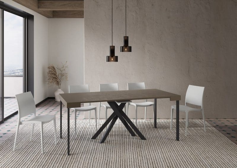 Tavolo Consolle allungabile gambe incrociate antracite Krack 90x40 - immagine 12