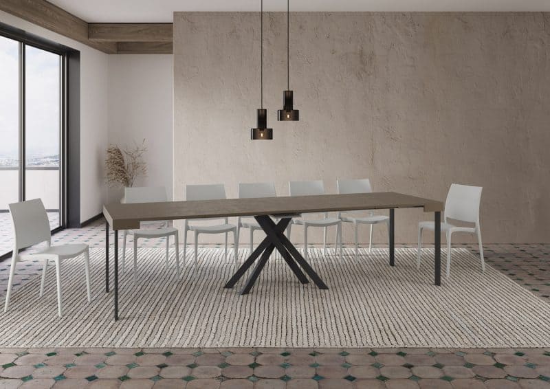 Tavolo Consolle allungabile gambe incrociate antracite Krack 90x40 - immagine 13