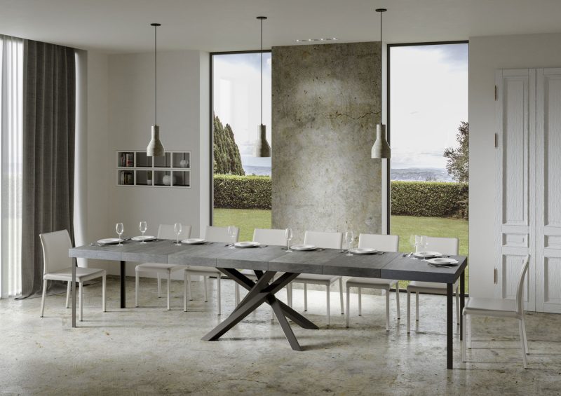 Tavolo allungabile gambe incrociate Volantis Premium 140x90 (allunghe con bordo) - immagine 12