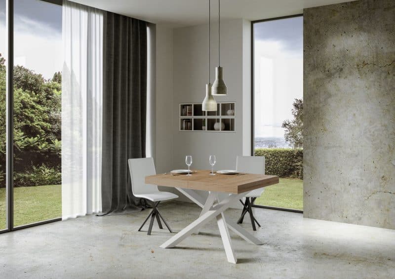 Tavolo allungabile gambe incrociate Volantis 120x90 telaio bianco - immagine 3