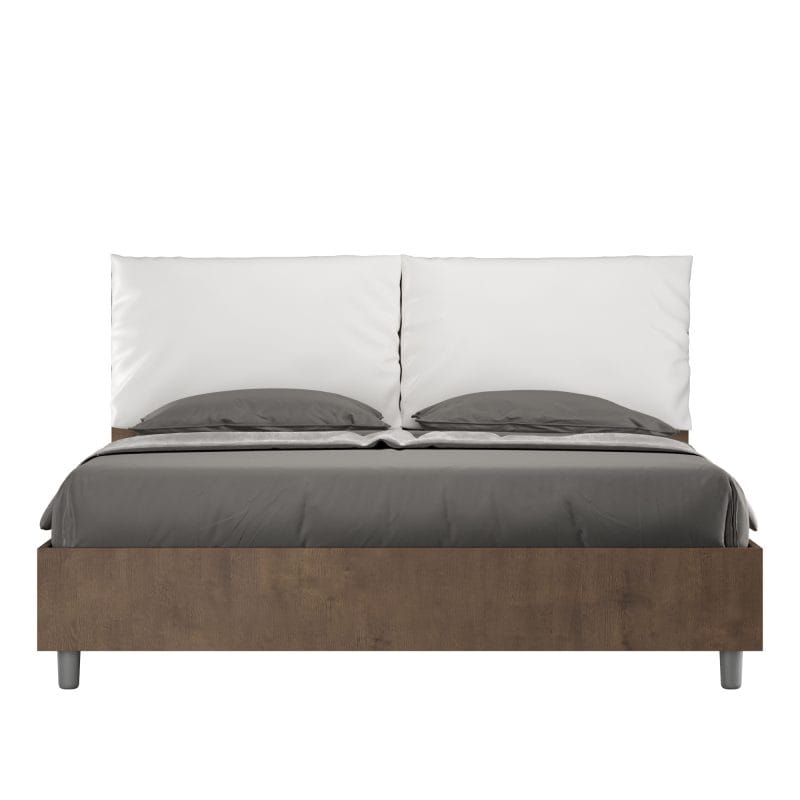 Letto matrimoniale da 160cm Egos Antea noce cuscino bianco