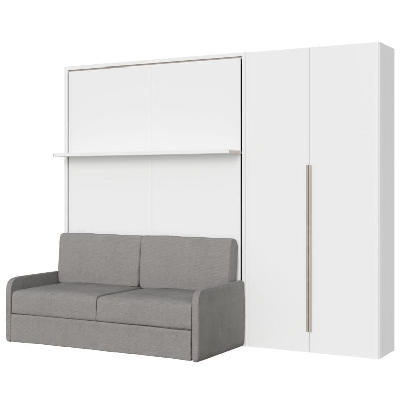 Letto a scomparsa matrimoniale con divano, mensola e armadio due ante 160x200 Versia - immagine 10