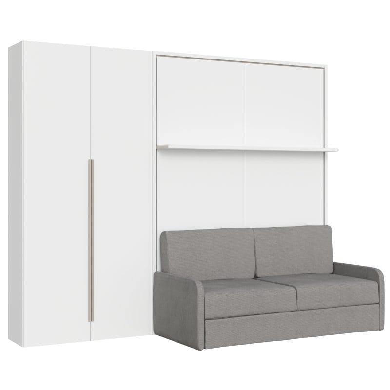 Letto a scomparsa matrimoniale con divano, mensola e armadio due ante 160x200 Versia - immagine 7