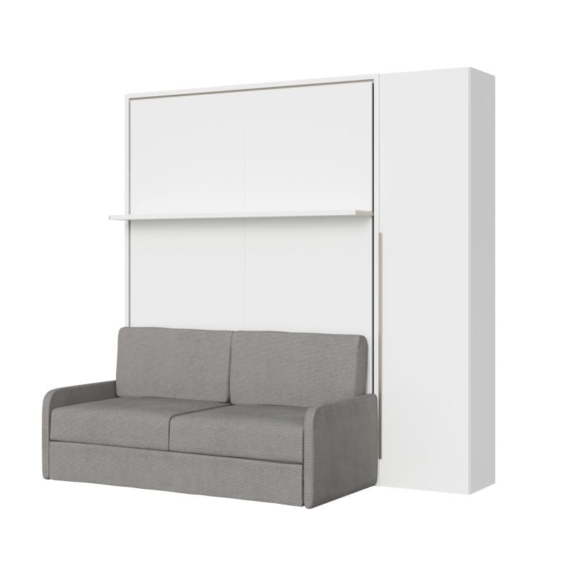 Letto a scomparsa matrimoniale con divano, mensola e armadio una anta 160x200 Versia - immagine 10