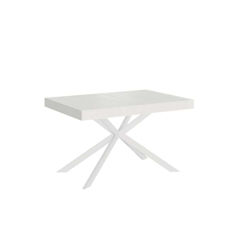 Tavolo allungabile gambe incrociate Plaker 120x80 telaio bianco
