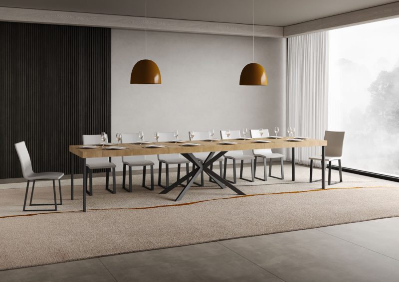 Tavolo allungabile gambe incrociate Plaker 130x90 - immagine 7