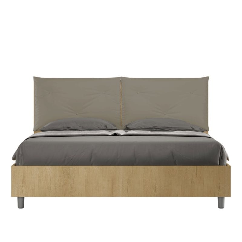 Letto matrimoniale da 160cm Egos Appia quercia natura cuscino cappuccino