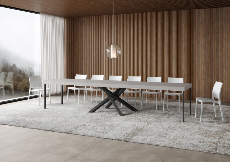 Tavolo allungabile gambe incrociate Volantis Premium 140x90 (allunghe con bordo) - immagine 19