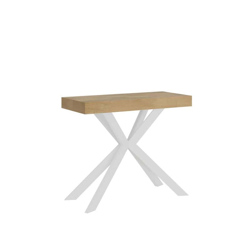 Tavolo Consolle allungabile gambe incrociate bianche Plaker 90x42