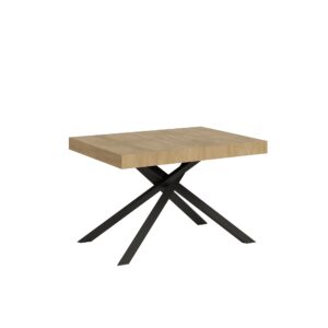 Tavolo allungabile 120/204x80 cm Karida quercia natura gambe antracite