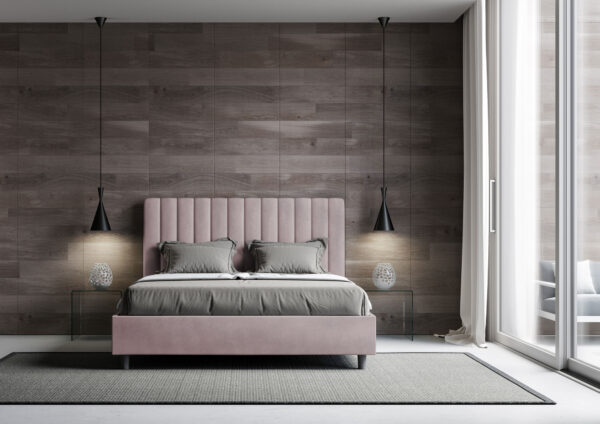 Letto matrimoniale king size contenitore imbottito 170x210 microfibra glicine Agueda - immagine 3