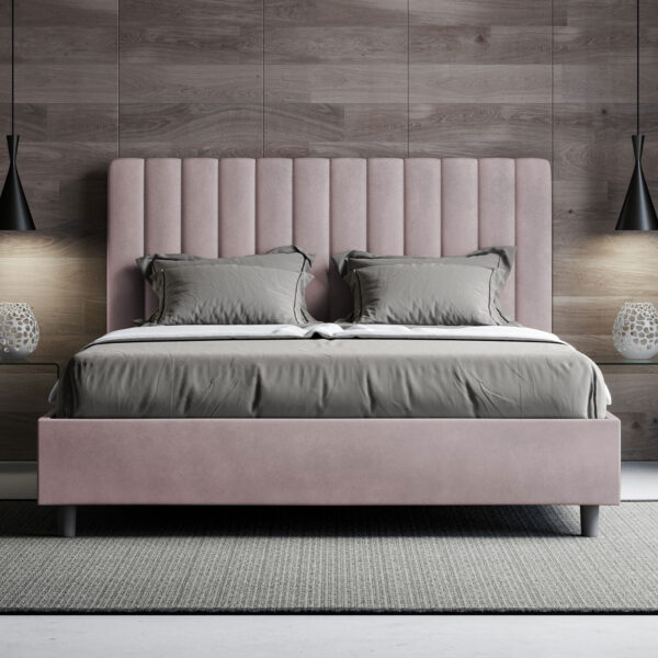 Letto matrimoniale king size contenitore imbottito 170x210 microfibra glicine Agueda - immagine 2